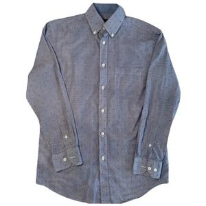 Charleston Threads Mens Small Blue Gingham Red Dot Button Down Shirt Long Sleeve